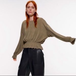 Zara green peplum sweater top